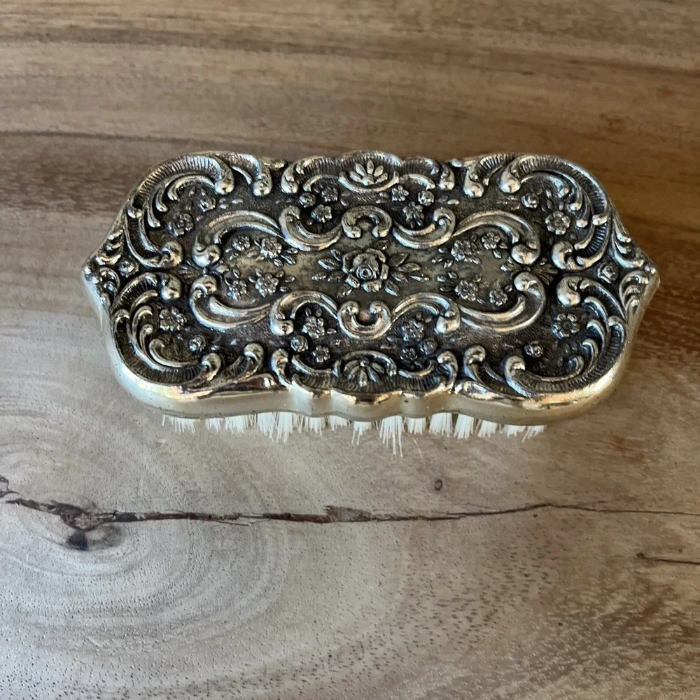Vintage Silver Plated Hair Brush Heavy Silver Plated Ornate Vanity Set